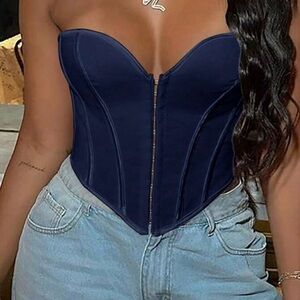 ❌SOLD❌BUNDLED -Navy Blue Strapless Corset